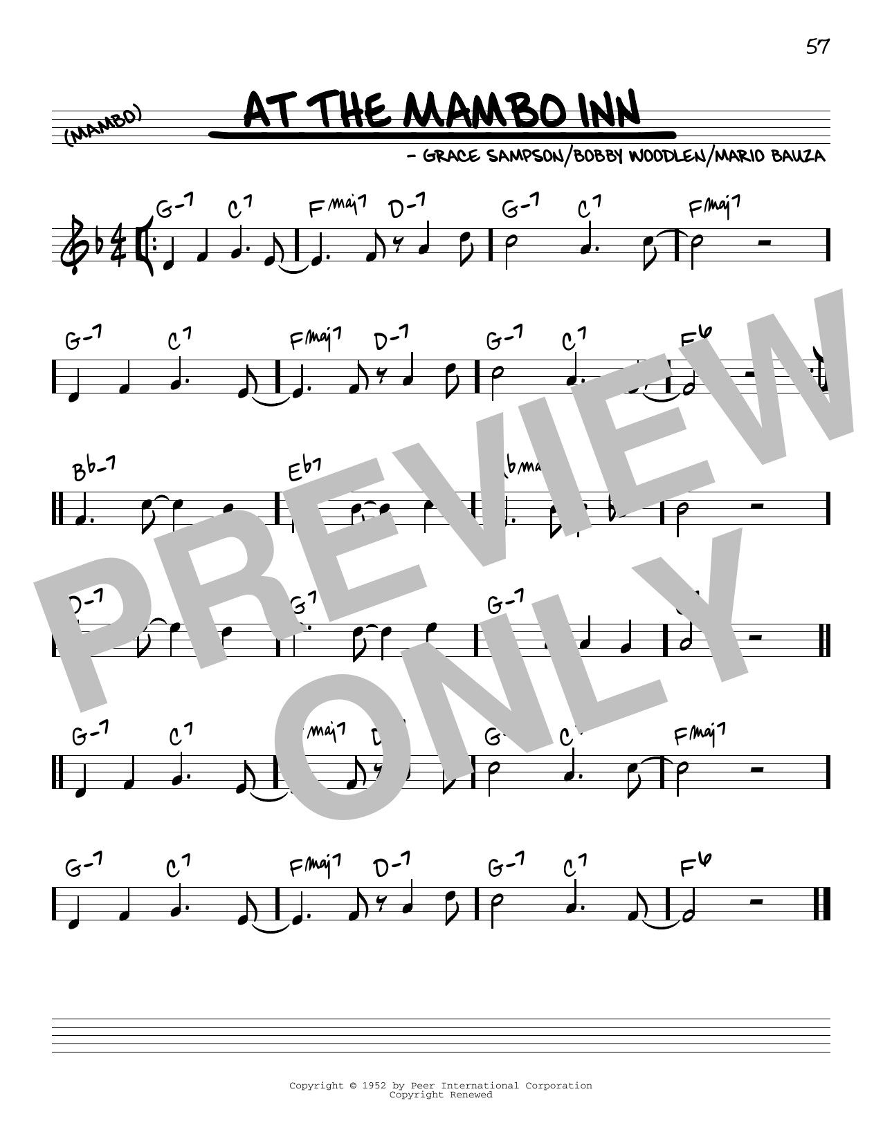 Grace Sampson At The Mambo Inn sheet music notes and chords arranged for Real Book – Melody & Chords – C Instruments