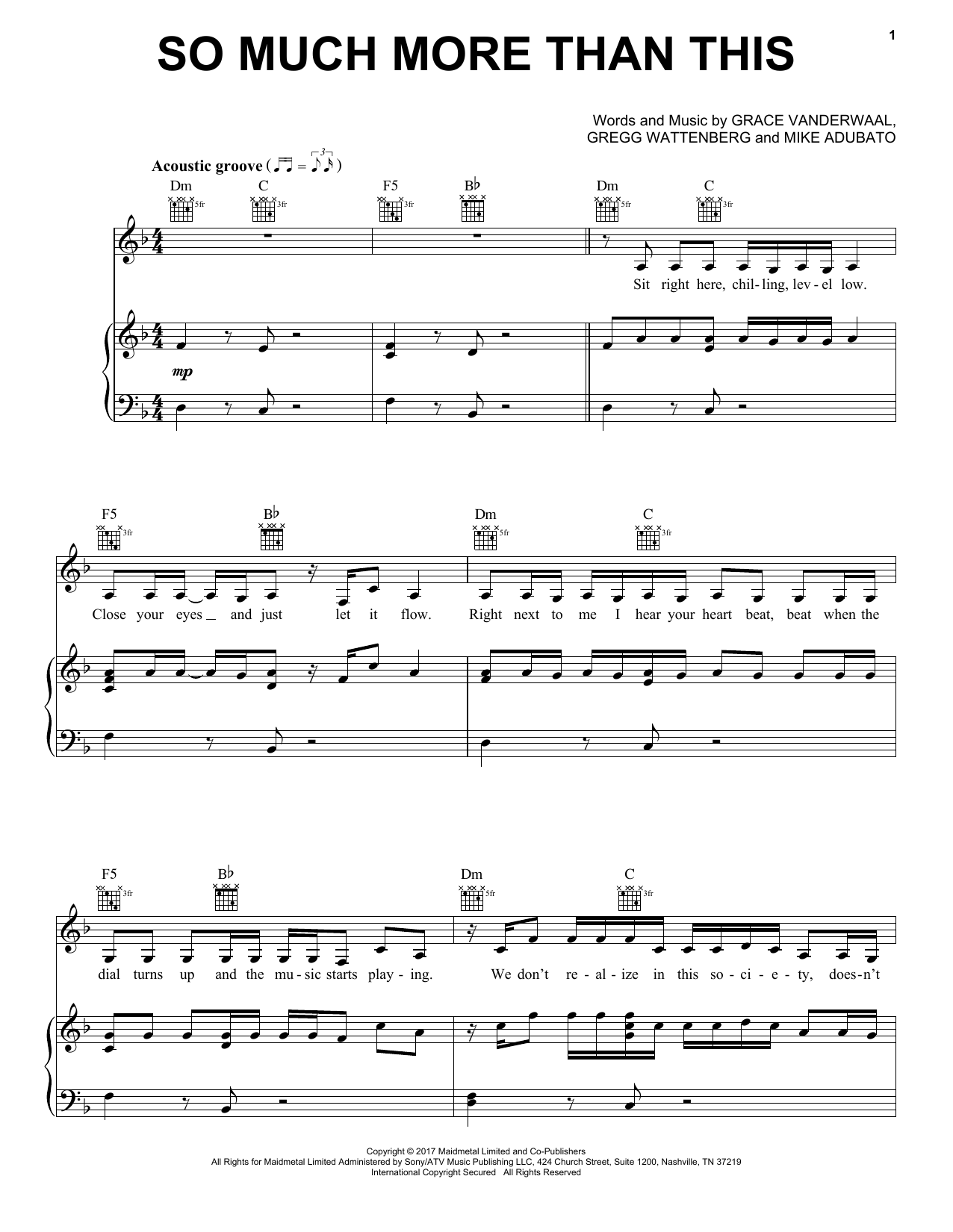 Grace VanderWaal So Much More Than This sheet music notes and chords arranged for Piano, Vocal & Guitar Chords (Right-Hand Melody)
