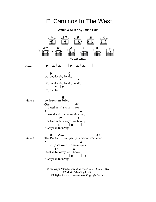 Grandaddy El Caminos In The West sheet music notes and chords arranged for Guitar Chords/Lyrics