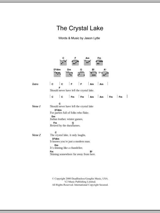 Grandaddy The Crystal Lake sheet music notes and chords arranged for Guitar Chords/Lyrics