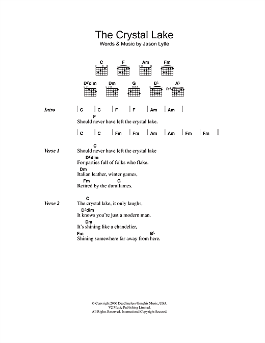 Grandaddy The Crystal Lake sheet music notes and chords arranged for Guitar Chords/Lyrics