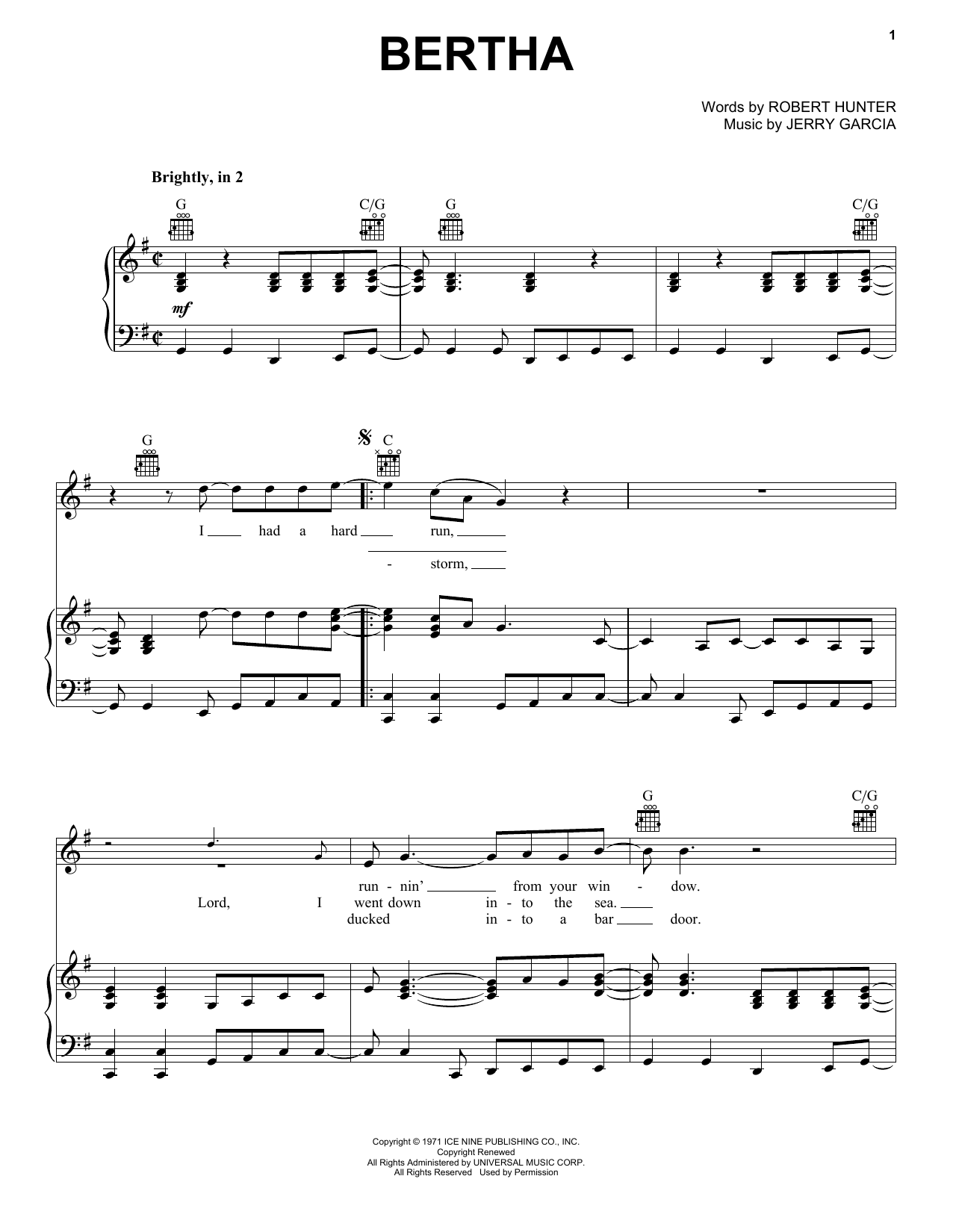 Grateful Dead Bertha sheet music notes and chords arranged for Guitar Tab