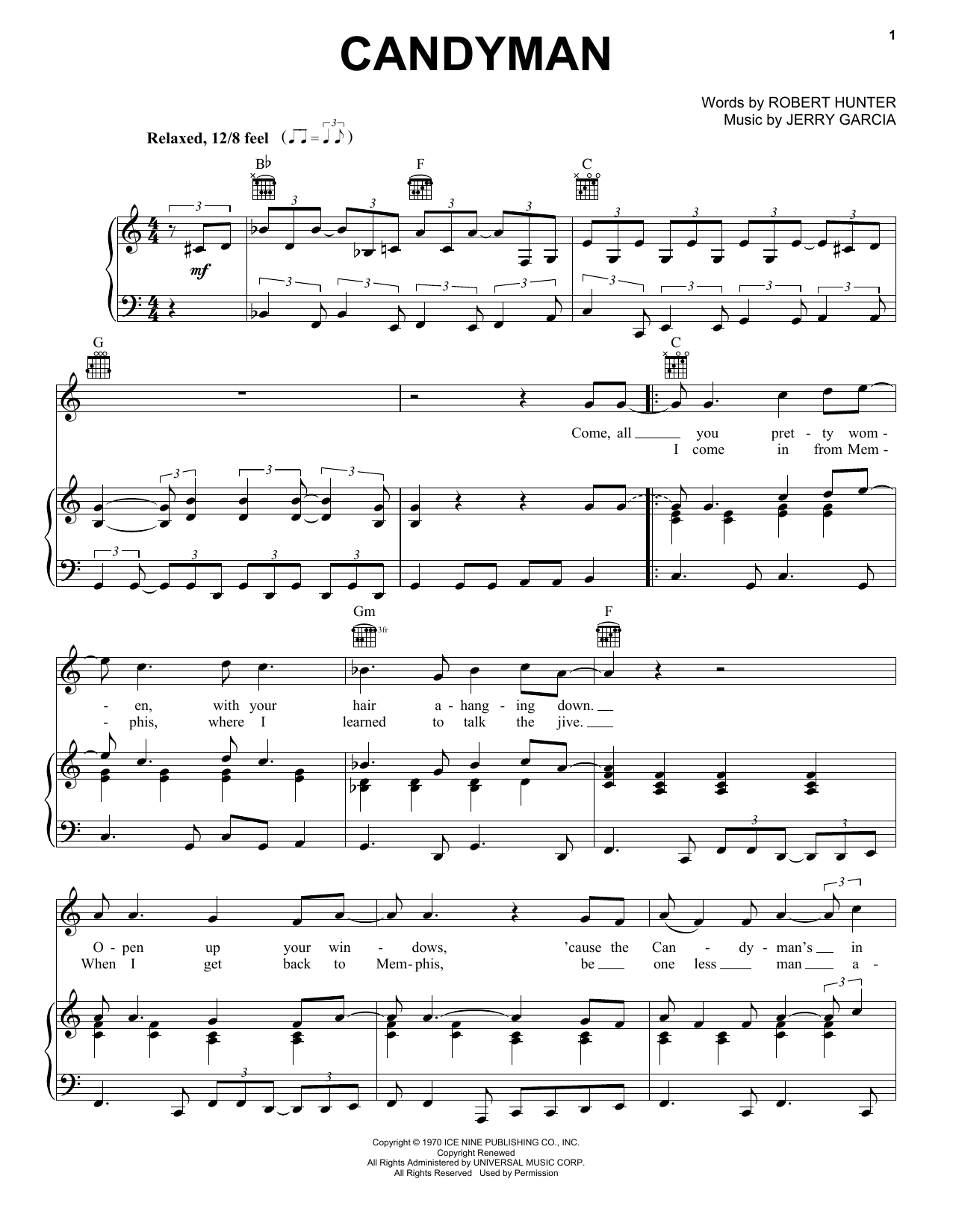 Grateful Dead Candyman sheet music notes and chords arranged for Guitar Chords/Lyrics