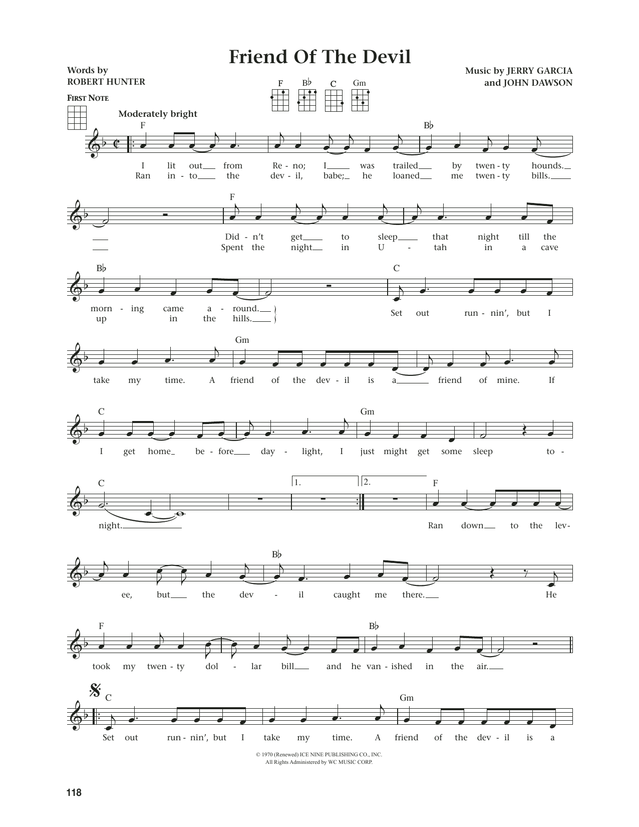 Grateful Dead Friend Of The Devil (from The Daily Ukulele) (arr. Jim Beloff) sheet music notes and chords arranged for Ukulele