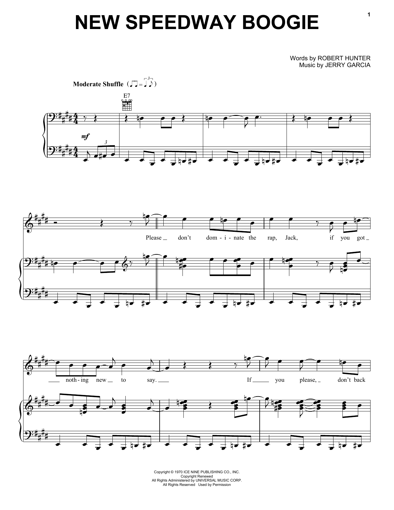 Grateful Dead New Speedway Boogie sheet music notes and chords arranged for Guitar Chords/Lyrics