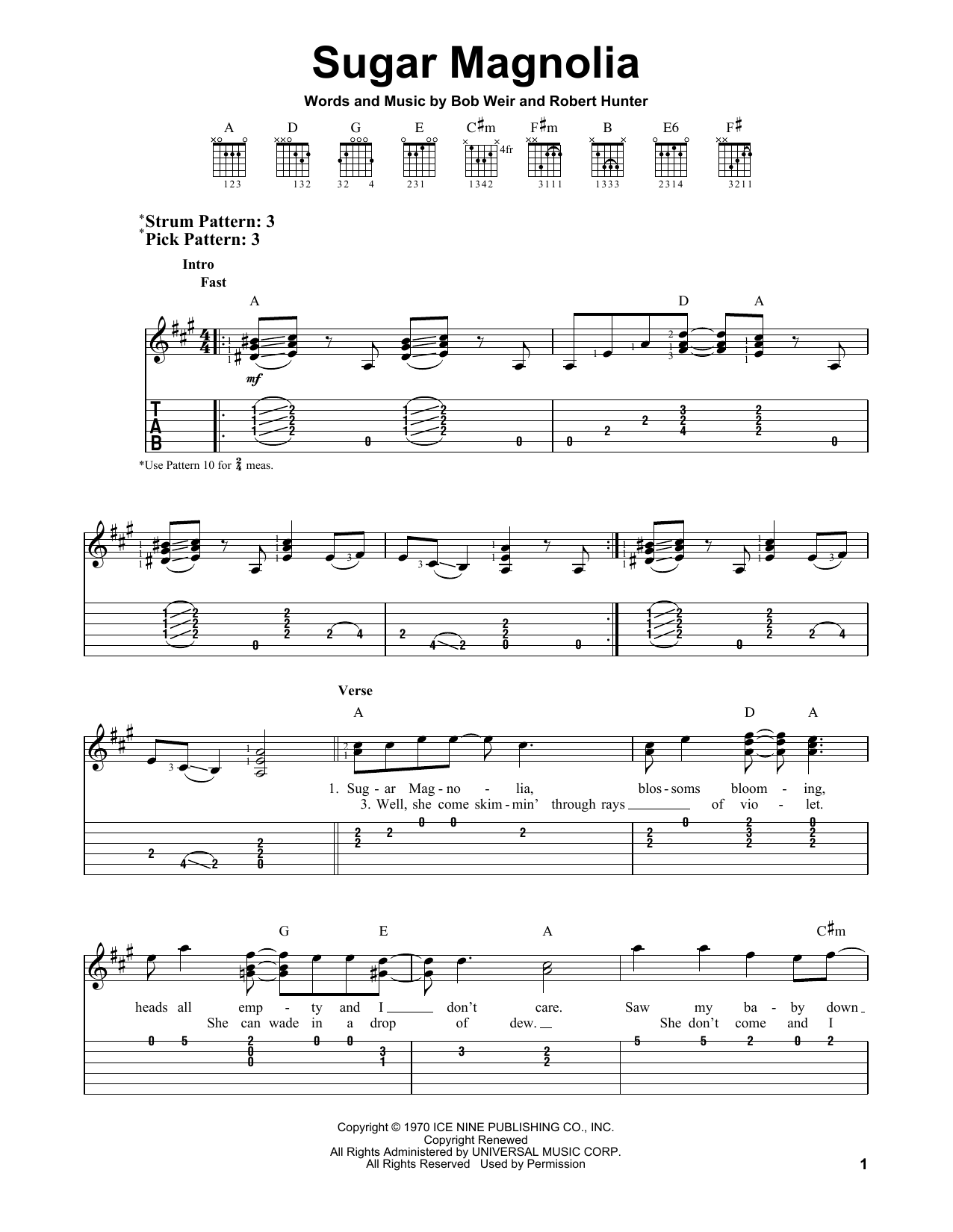 Grateful Dead Sugar Magnolia sheet music notes and chords arranged for Easy Guitar Tab