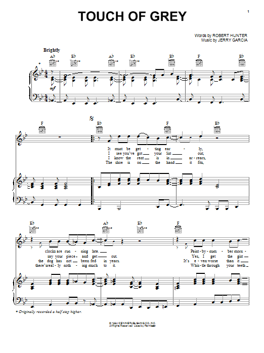 Grateful Dead Touch Of Grey sheet music notes and chords arranged for Easy Guitar Tab