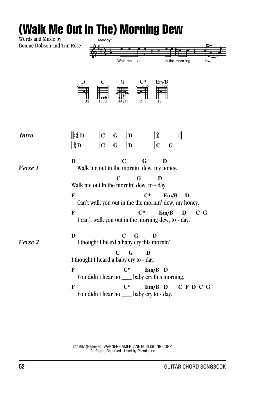 Grateful Dead (Walk Me Out In The) Morning Dew sheet music notes and chords arranged for Guitar Chords/Lyrics