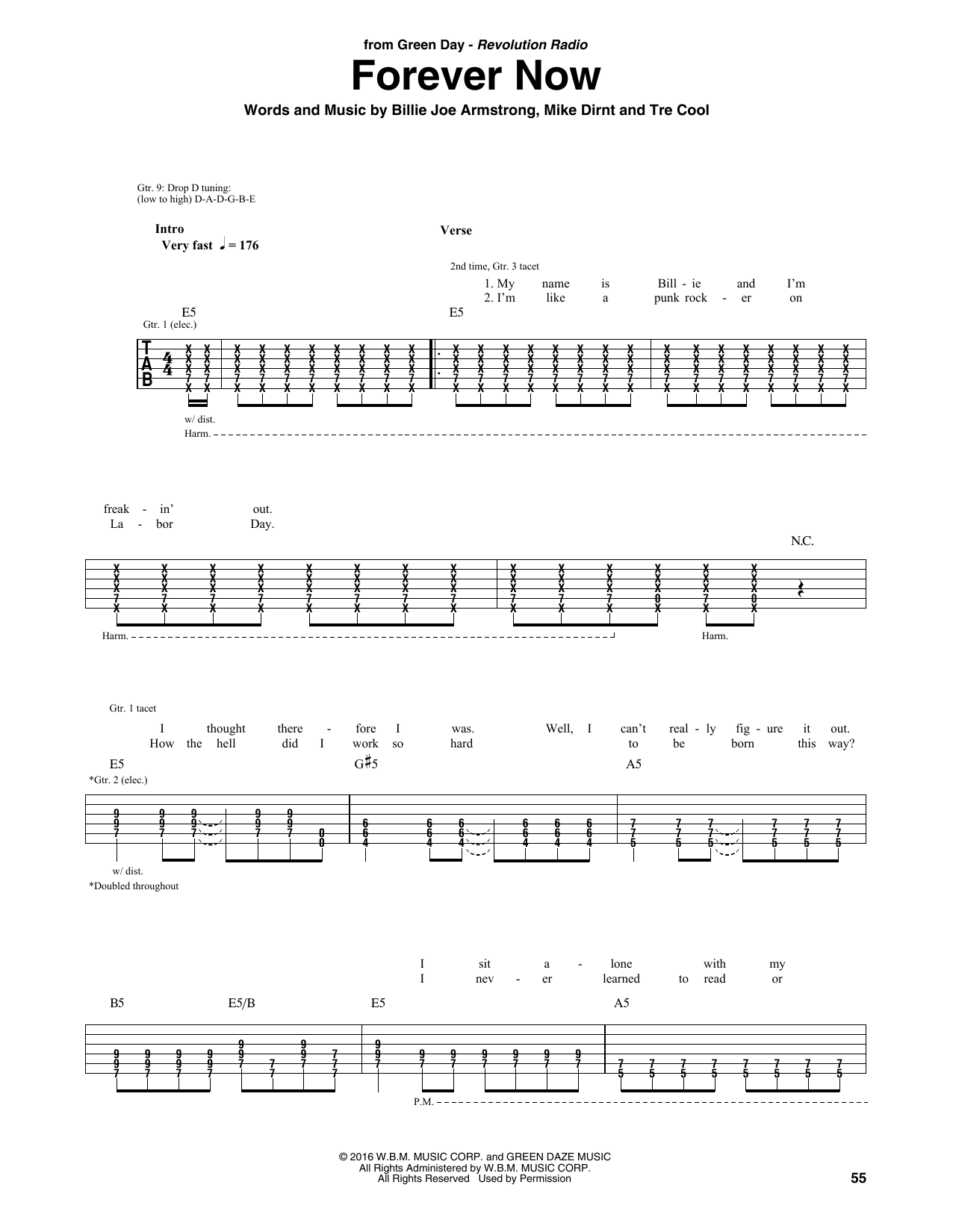 Green Day Forever Now sheet music notes and chords arranged for Guitar Rhythm Tab
