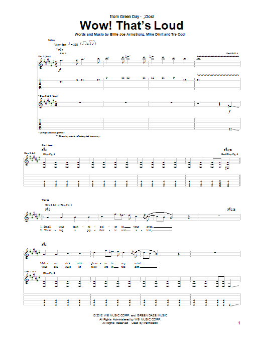 Green Day Wow! That's Loud sheet music notes and chords arranged for Guitar Tab