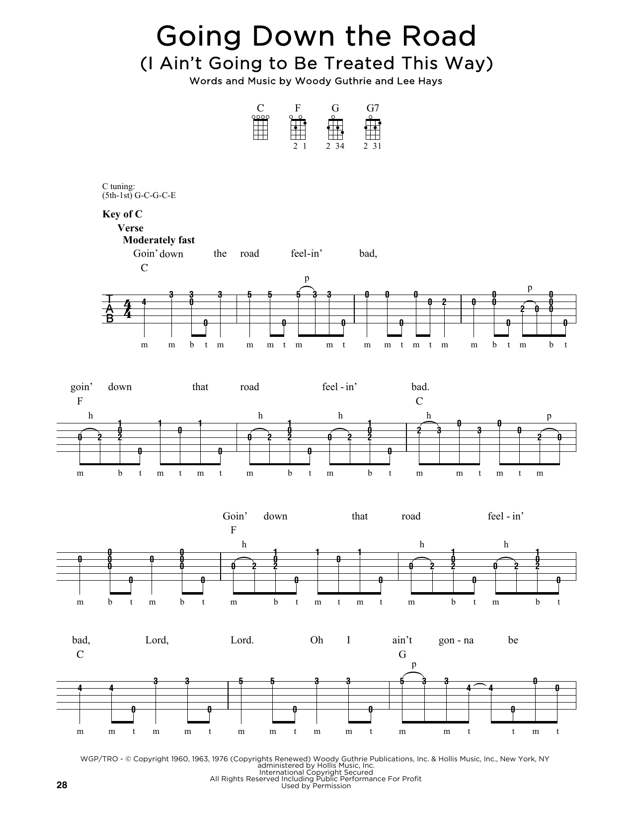 Greg Cahill Going Down The Road (I Ain't Going To Be Treated This Way) sheet music notes and chords arranged for Banjo Tab