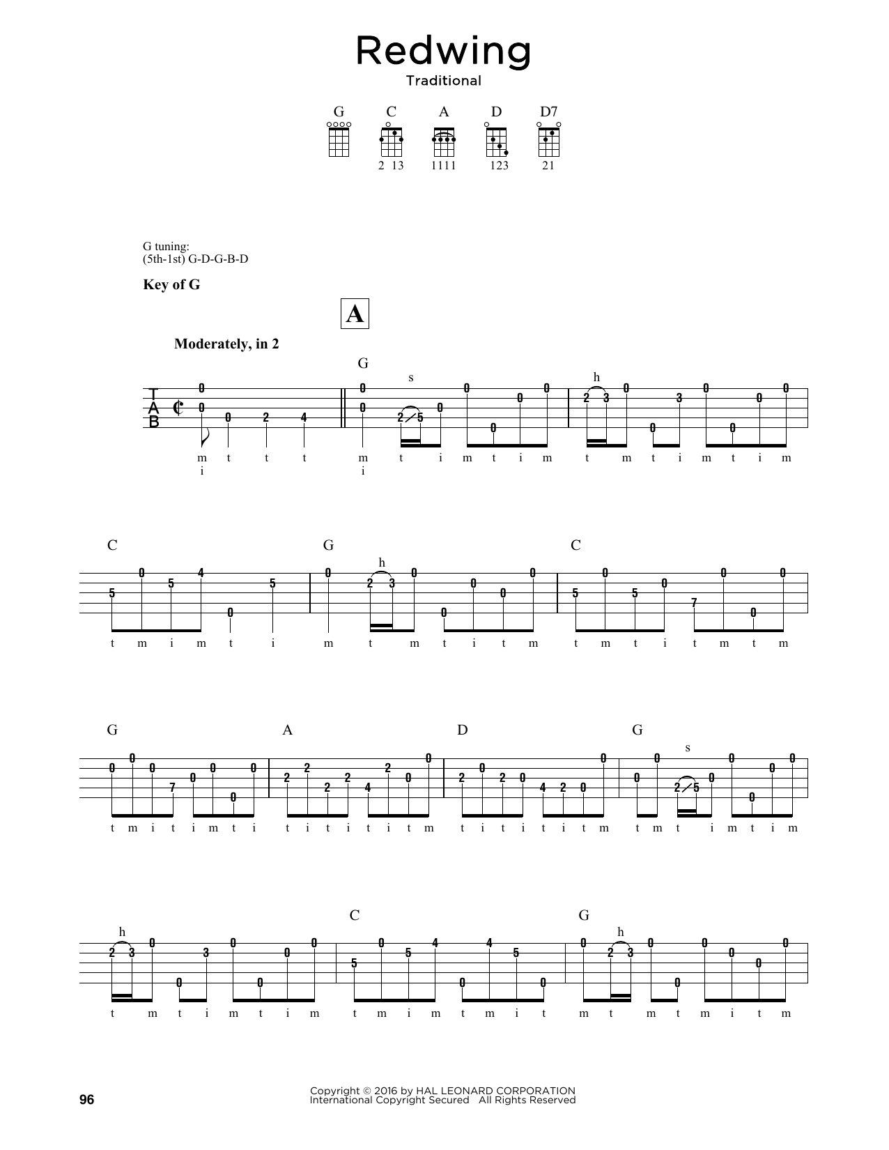 Greg Cahill Redwing sheet music notes and chords arranged for Banjo Tab