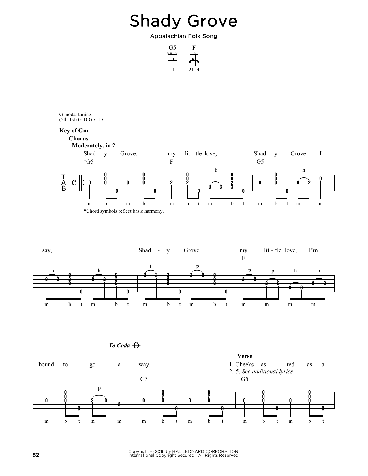 Greg Cahill Shady Grove sheet music notes and chords arranged for Banjo Tab