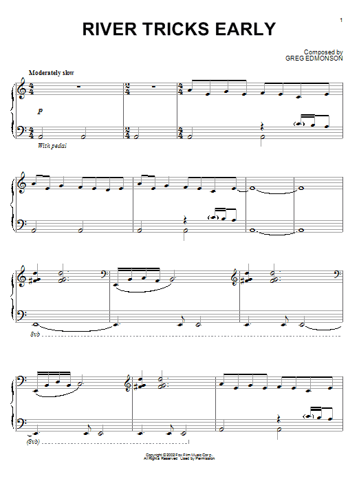 Greg Edmonson River Tricks Early sheet music notes and chords arranged for Piano Solo