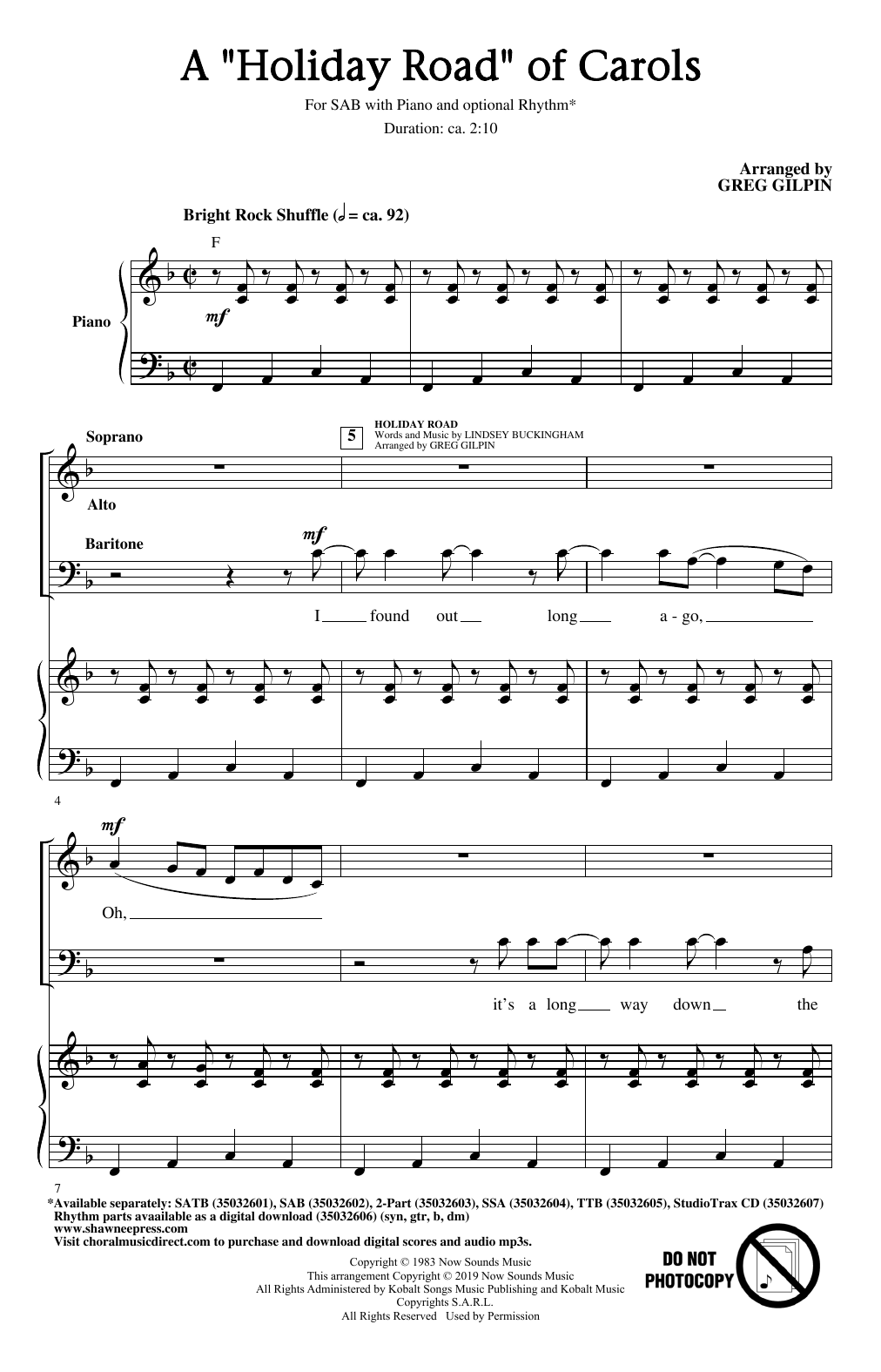 Greg Gilpin A Holiday Road Of Carols (arr. Greg Gilpin) sheet music notes and chords arranged for SAB Choir