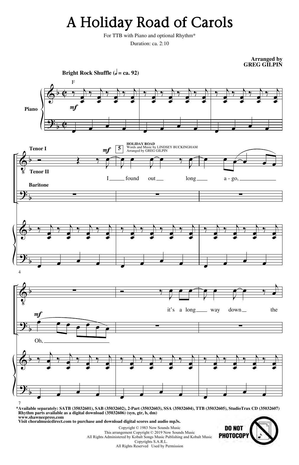 Greg Gilpin A Holiday Road of Carols sheet music notes and chords arranged for SSA Choir