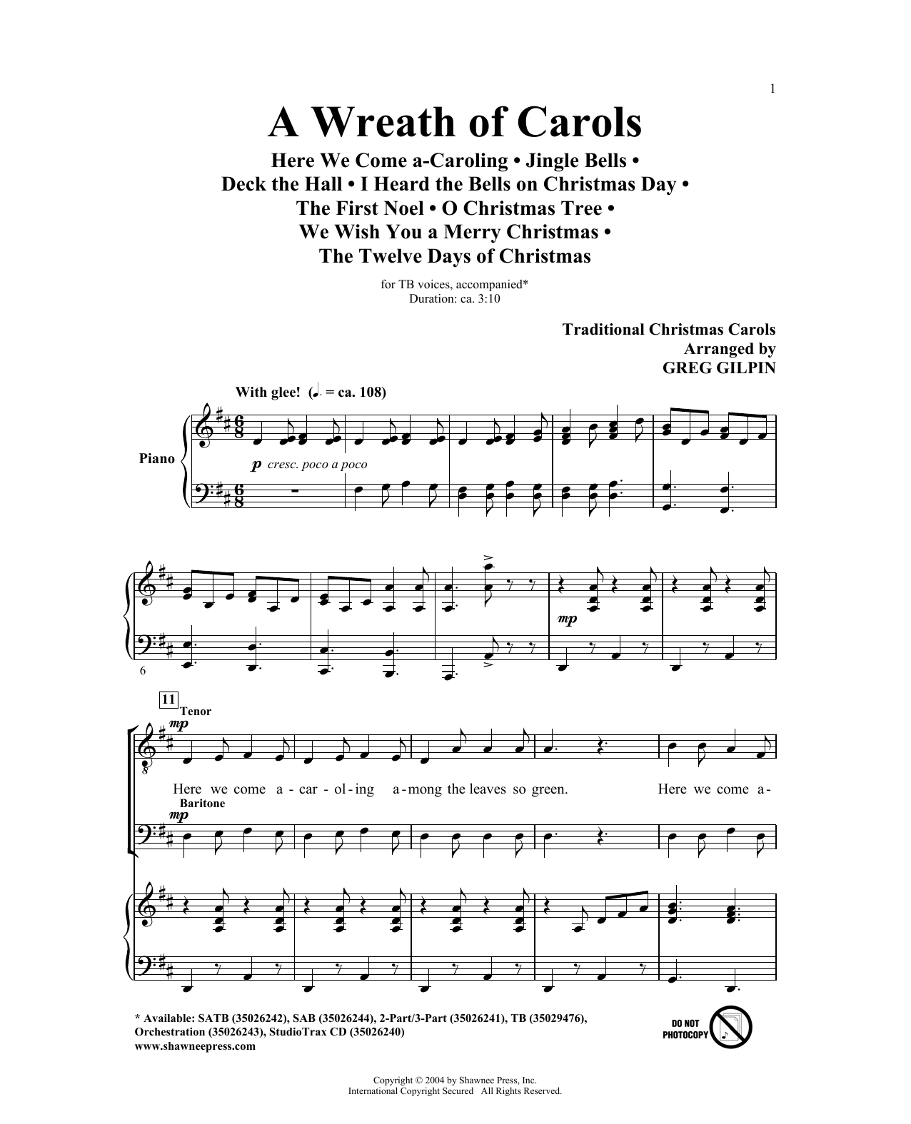 Greg Gilpin A Wreath Of Carols sheet music notes and chords arranged for TB Choir