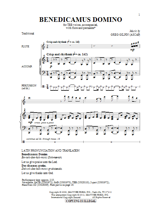 Greg Gilpin Benedicamus Domino sheet music notes and chords arranged for TBB Choir