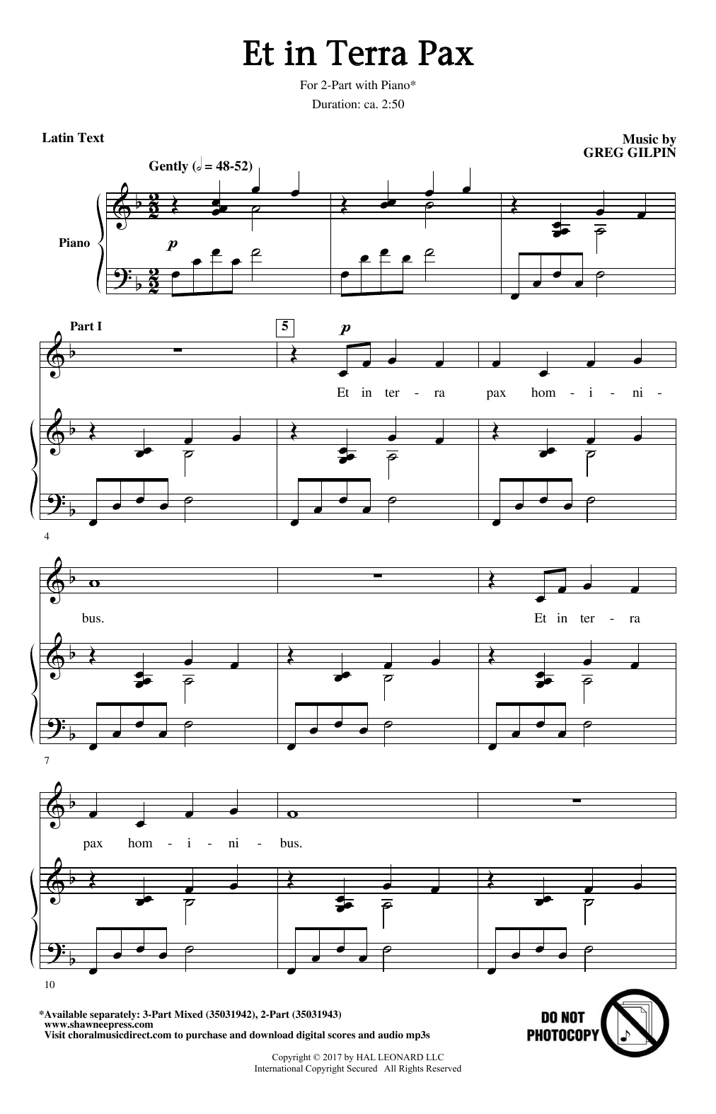 Greg Gilpin Et In Terra Pax sheet music notes and chords arranged for 3-Part Mixed Choir