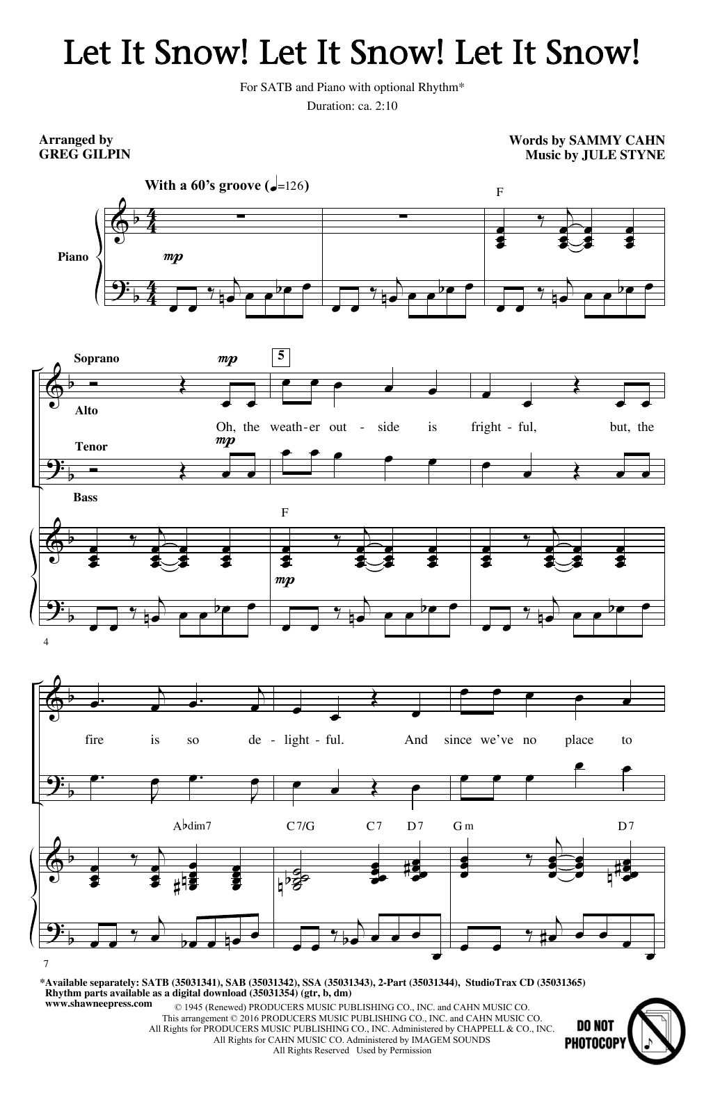Greg Gilpin Let It Snow! Let It Snow! Let It Snow! sheet music notes and chords arranged for SATB Choir