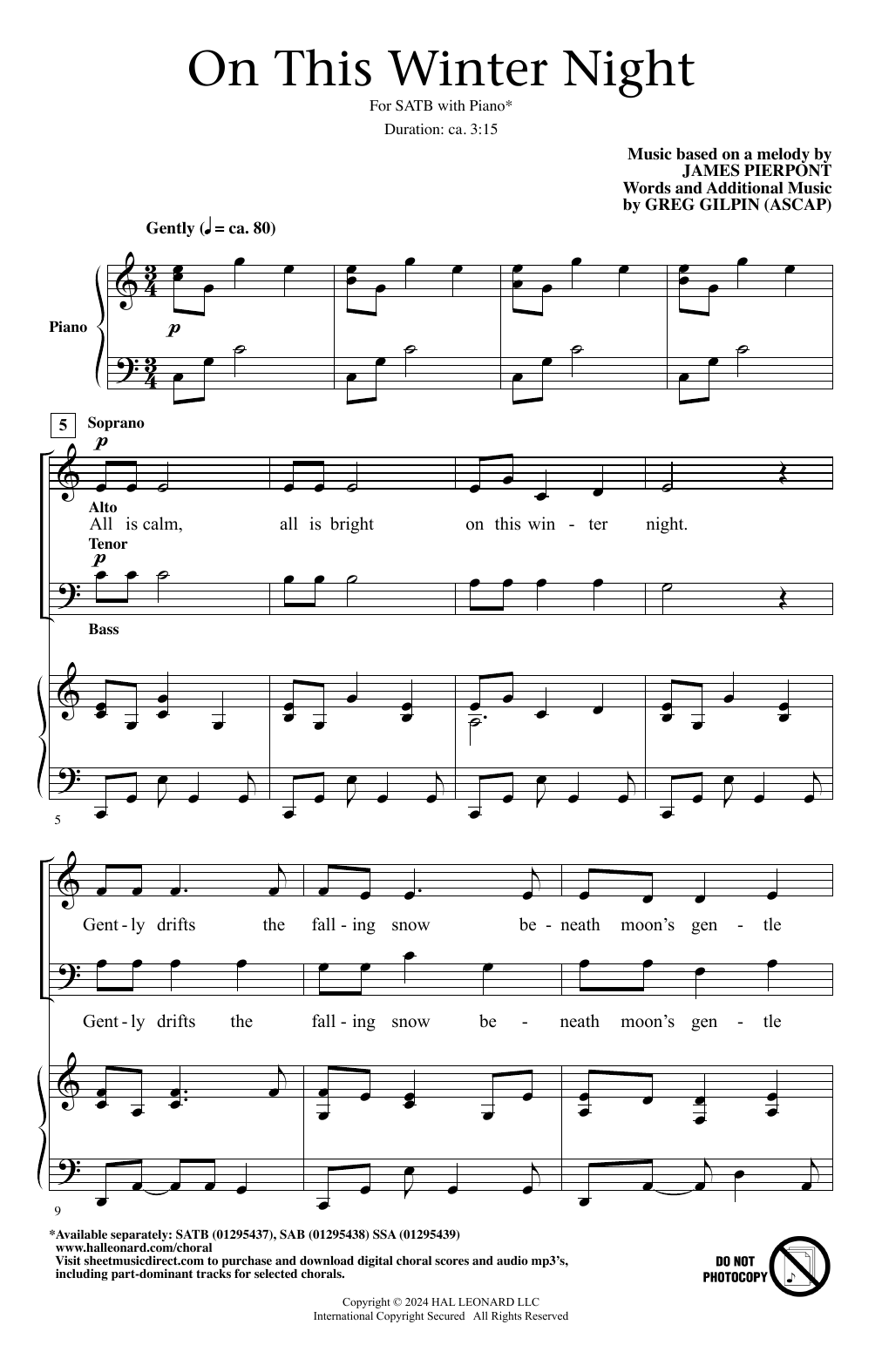 Greg Gilpin On This Winter Night sheet music notes and chords arranged for SATB Choir
