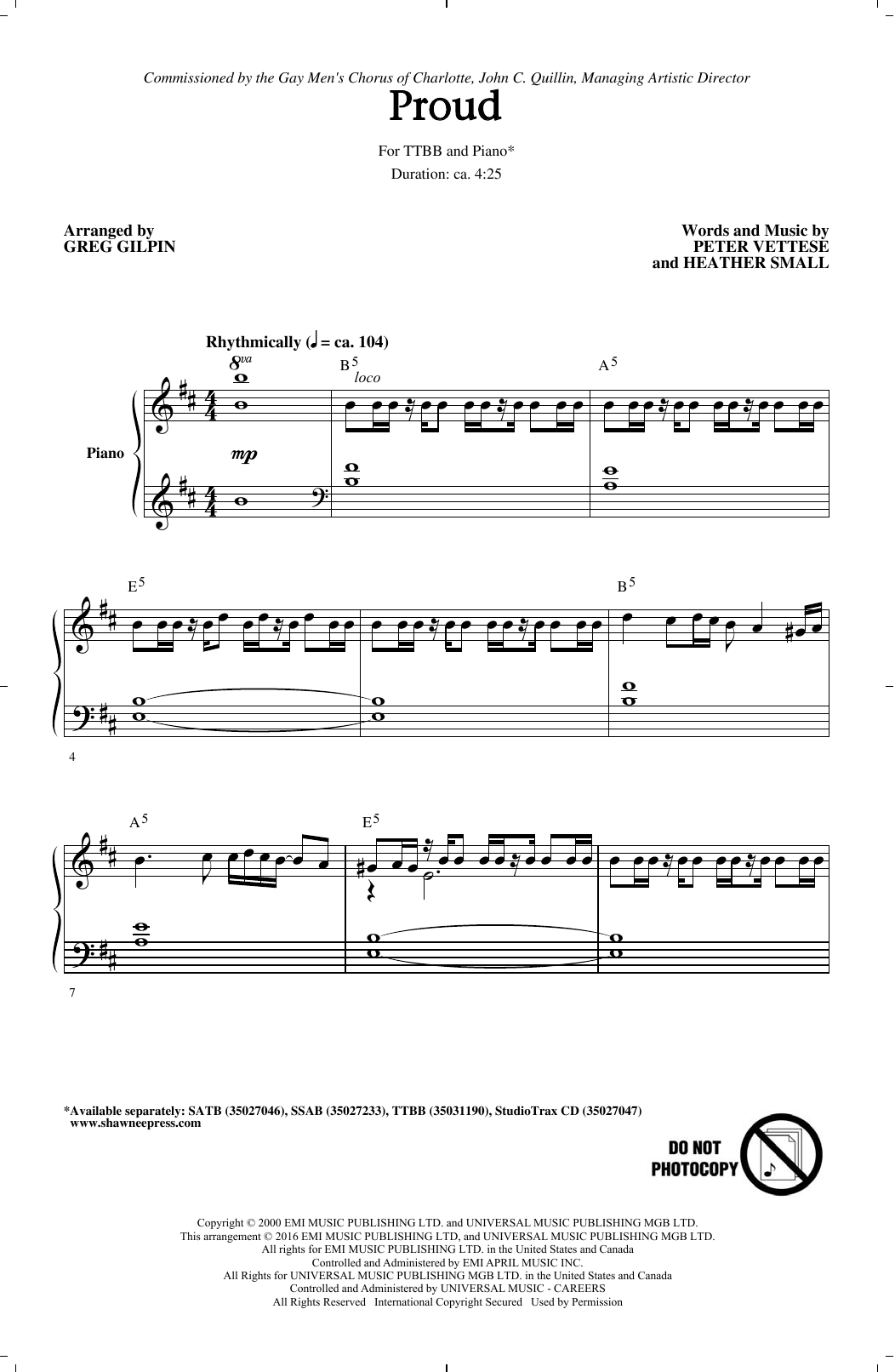 Greg Gilpin Proud sheet music notes and chords arranged for TTBB Choir