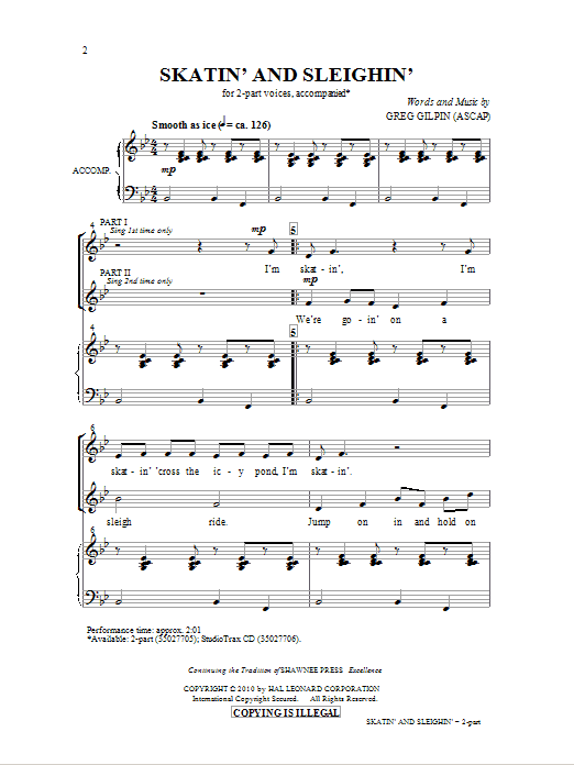 Greg Gilpin Skatin' And Sleighin' sheet music notes and chords arranged for 2-Part Choir