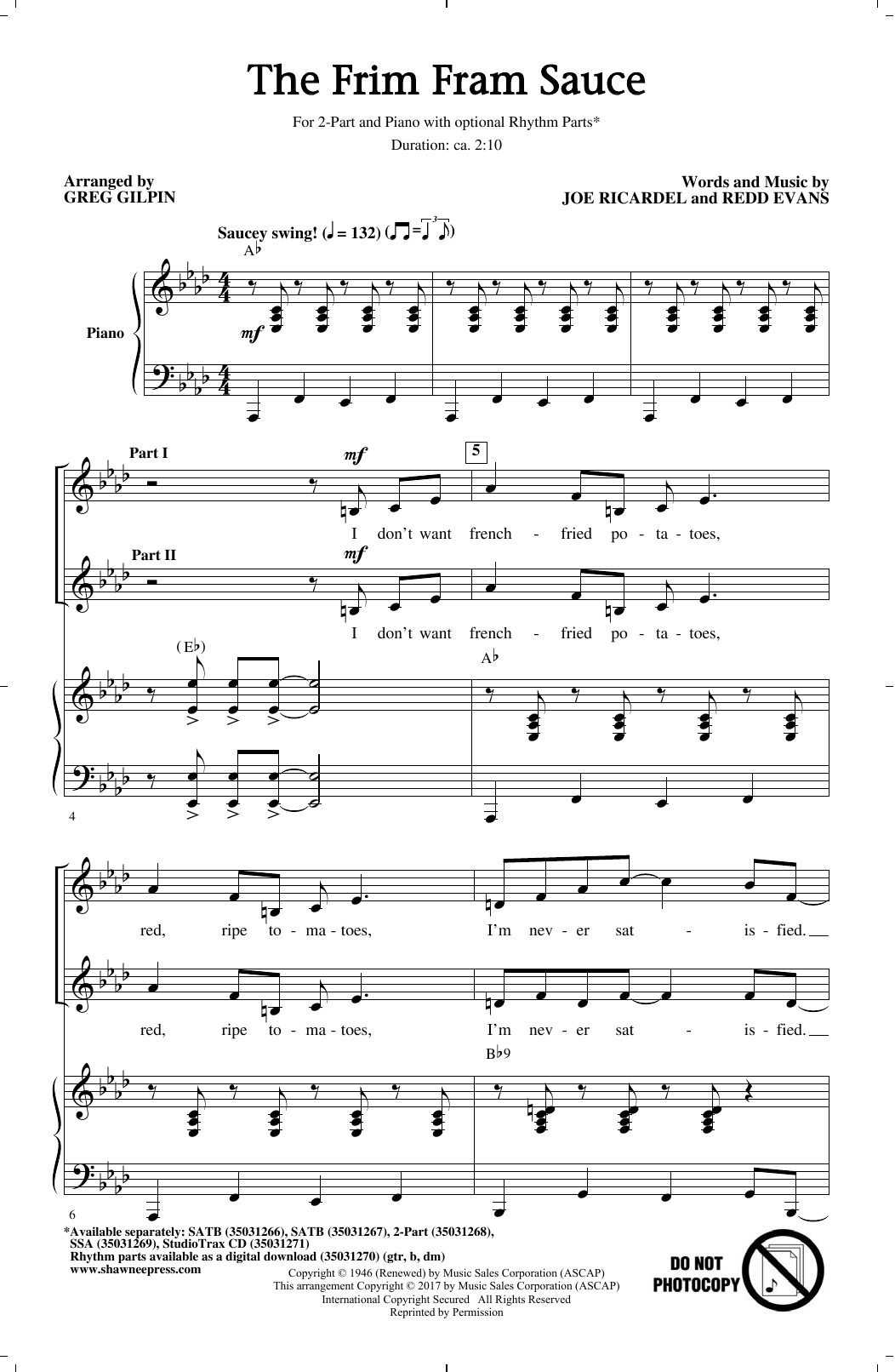 Greg Gilpin The Frim Fram Sauce sheet music notes and chords arranged for 2-Part Choir