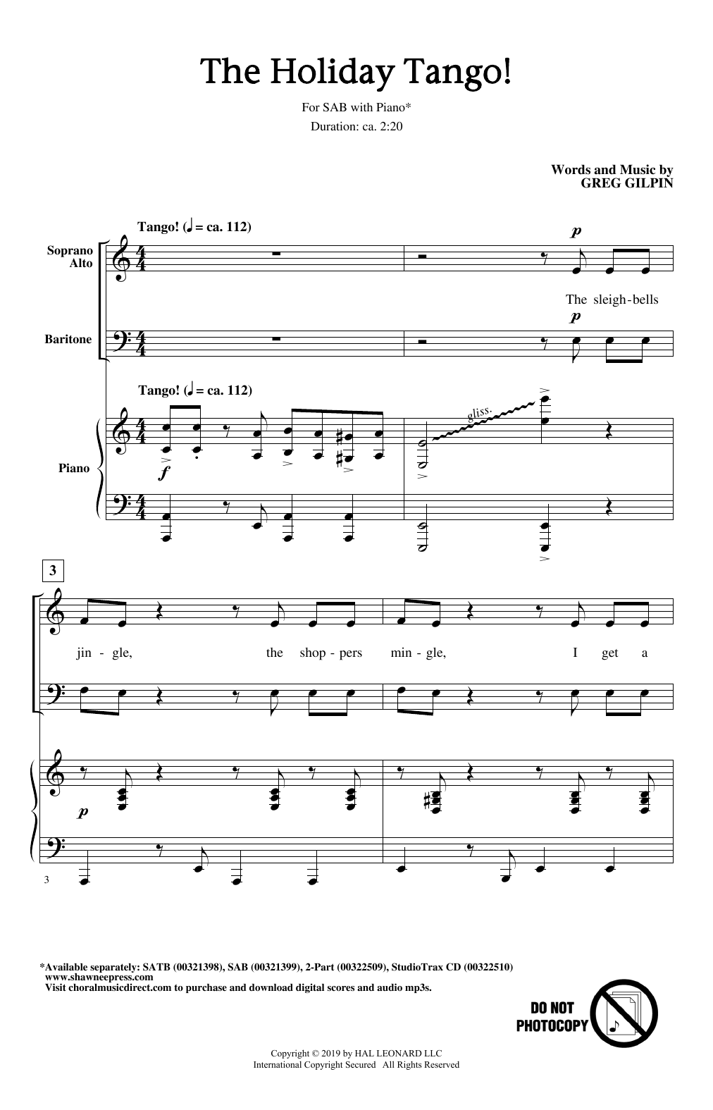 Greg Gilpin The Holiday Tango! sheet music notes and chords arranged for SAB Choir