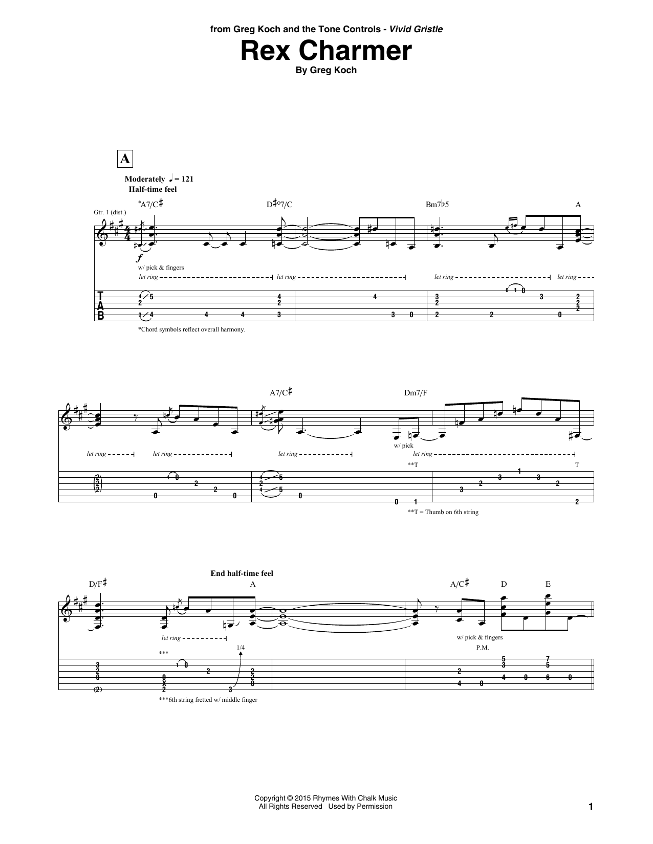 Greg Koch Rex Charmer sheet music notes and chords arranged for Guitar Tab