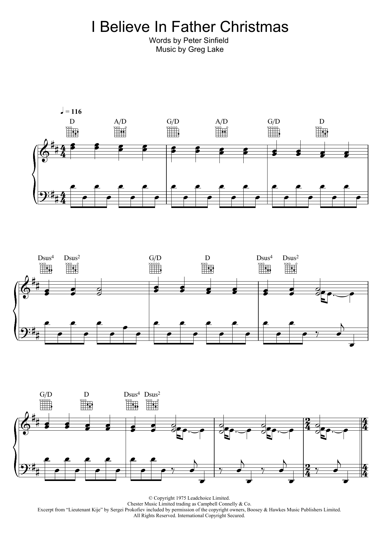 Greg Lake I Believe In Father Christmas sheet music notes and chords arranged for Alto Sax Solo