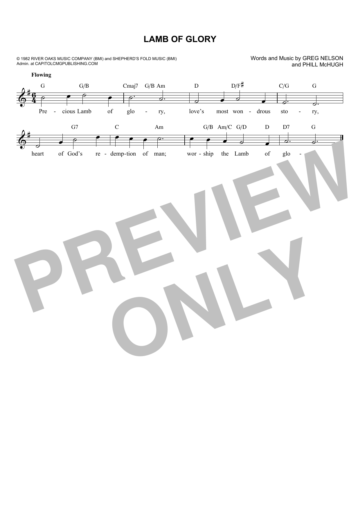 Greg Nelson Lamb Of Glory sheet music notes and chords arranged for Lead Sheet / Fake Book
