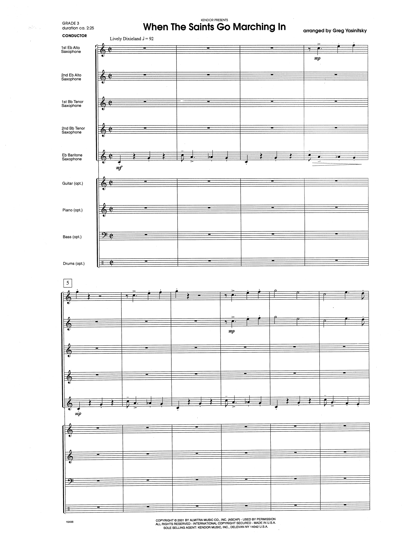 Gregory Yasinitsky When the Saints Go Marching In - Full Score sheet music notes and chords. Download Printable PDF.