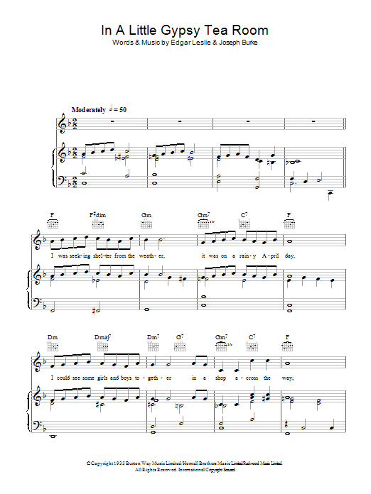 Greta Keller In A Little Gypsy Tea Room sheet music notes and chords arranged for Piano, Vocal & Guitar Chords