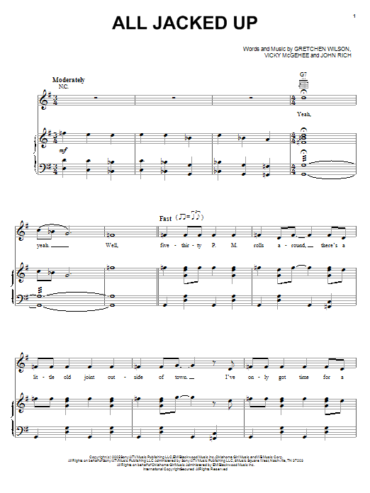 Gretchen Wilson All Jacked Up sheet music notes and chords arranged for Piano, Vocal & Guitar Chords (Right-Hand Melody)