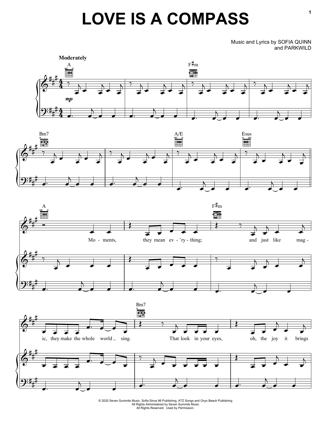 Griff Love Is A Compass (Disney supporting Make-A-Wish) sheet music notes and chords arranged for Piano, Vocal & Guitar Chords (Right-Hand Melody)