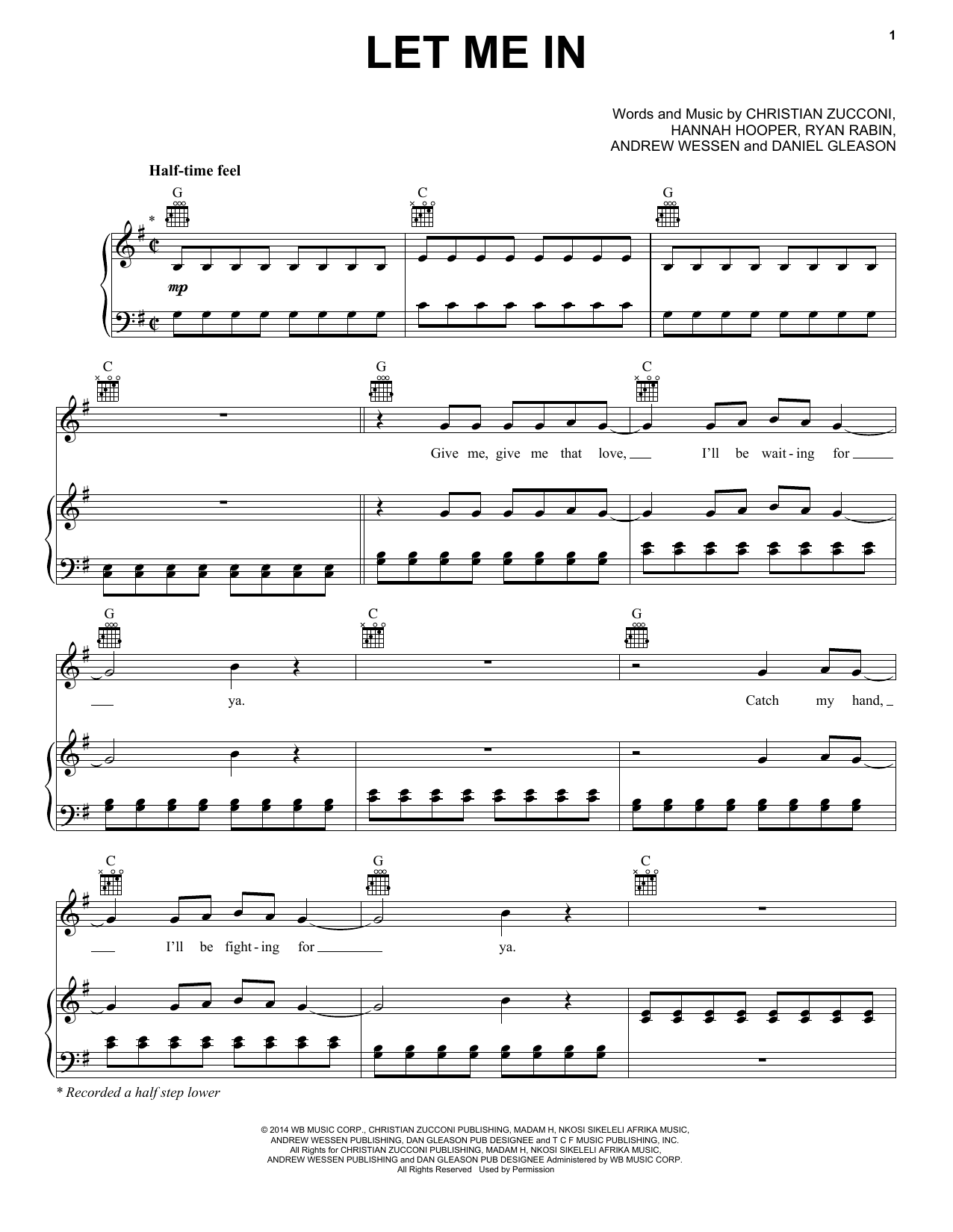 Grouplove Let Me In sheet music notes and chords arranged for Piano, Vocal & Guitar Chords (Right-Hand Melody)