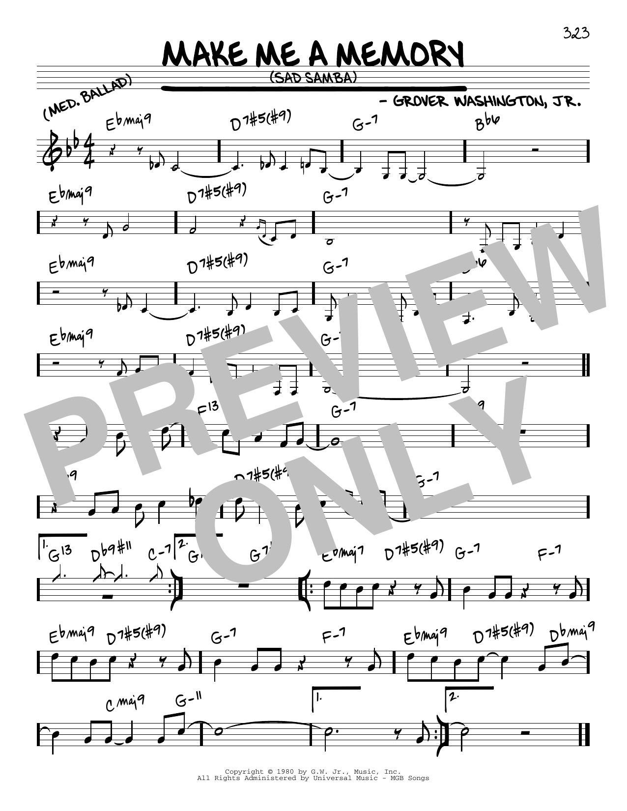 Grover Washington, Jr. Make Me A Memory (Sad Samba) sheet music notes and chords arranged for Real Book – Melody & Chords