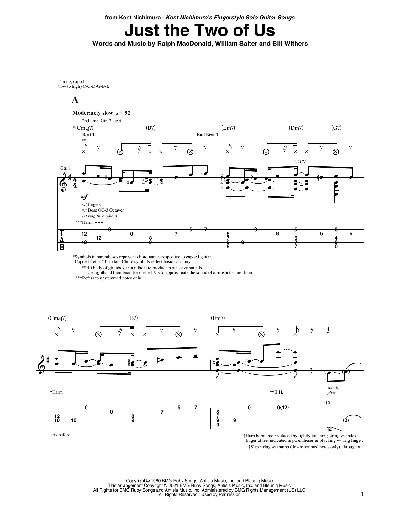 Grover Washington Jr. with Bill Withers Just The Two Of Us (arr. Kent Nishimura) sheet music notes and chords arranged for Solo Guitar