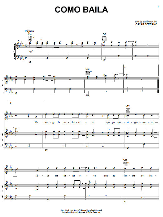 Grupo Mania Como Baila sheet music notes and chords arranged for Piano, Vocal & Guitar Chords (Right-Hand Melody)