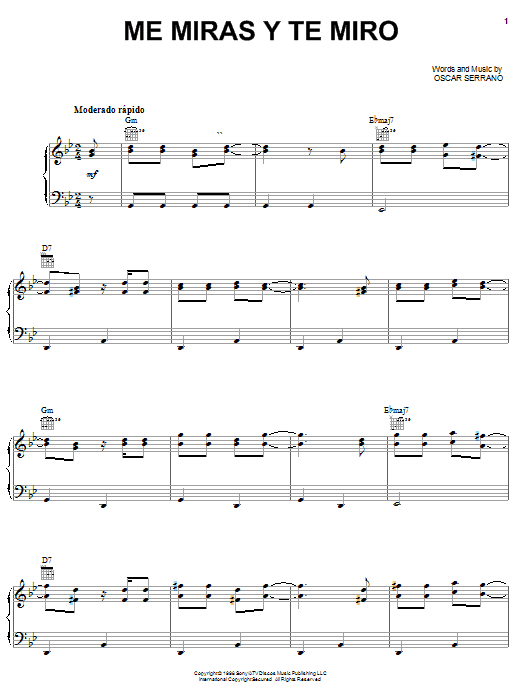 Grupo Mania Me Miras Y Te Miro sheet music notes and chords arranged for Piano, Vocal & Guitar Chords (Right-Hand Melody)