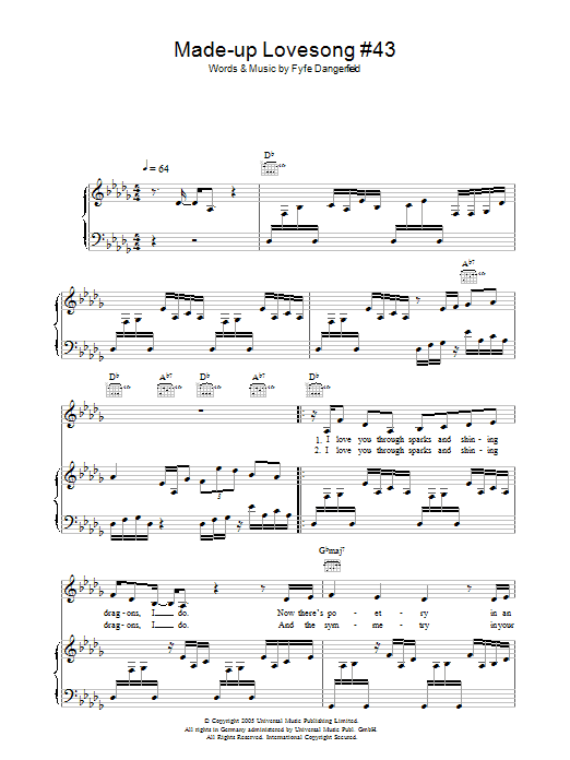 Guillemots Made Up Love Song #43 sheet music notes and chords arranged for Piano, Vocal & Guitar Chords