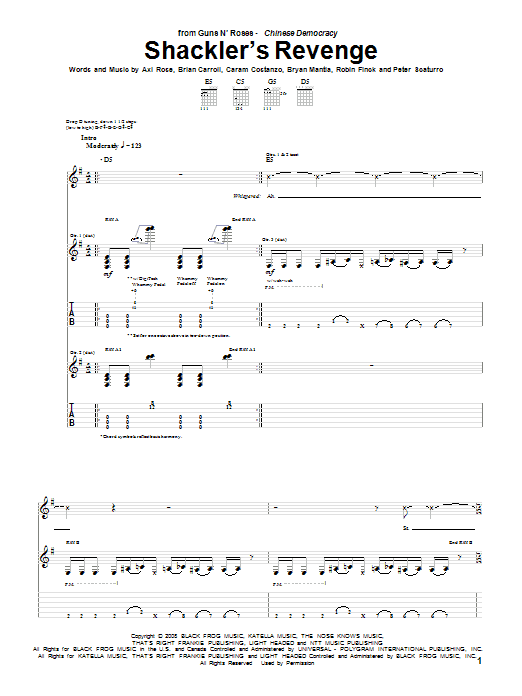 Guns N' Roses Shackler's Revenge sheet music notes and chords arranged for Guitar Tab