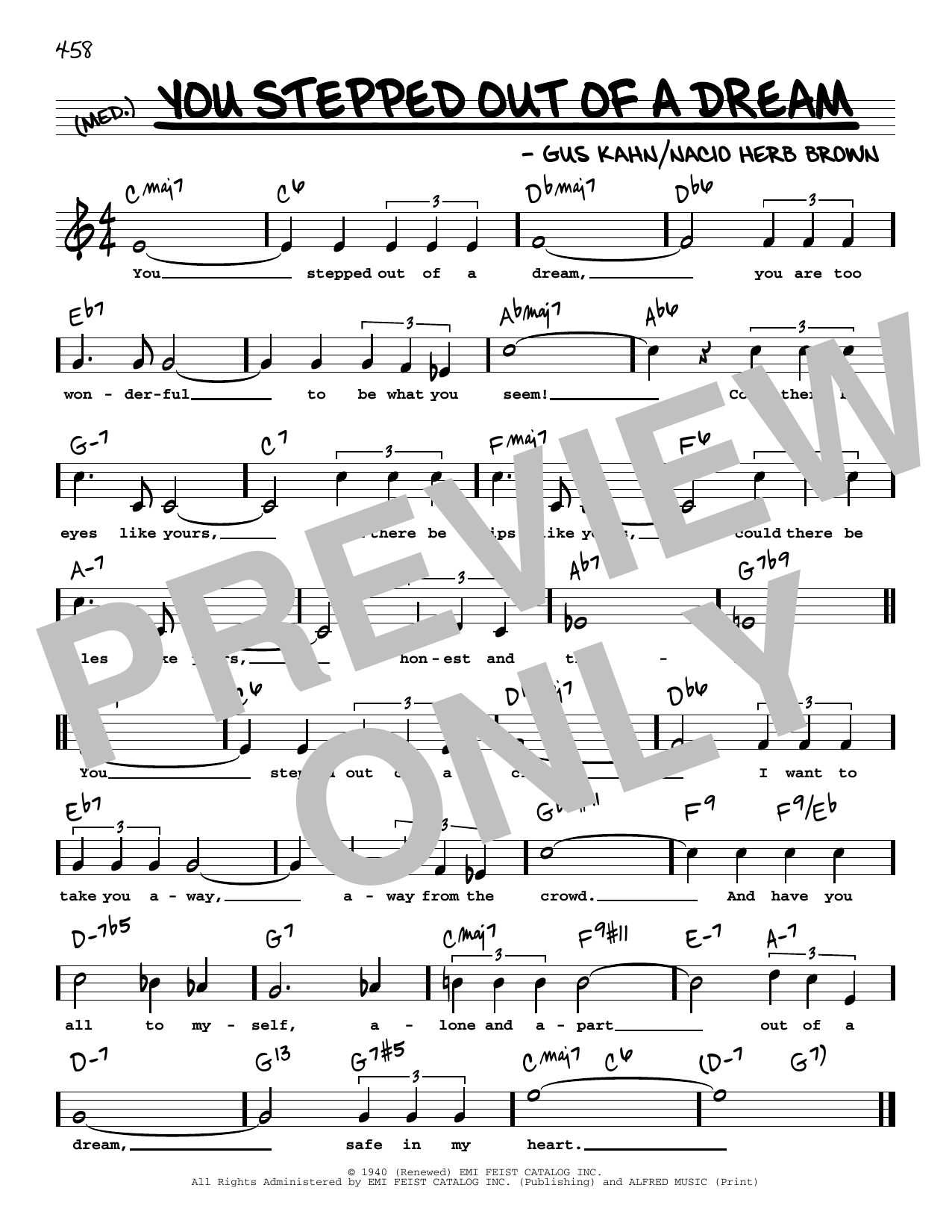 Gus Kahn and Nacio Herb Brown You Stepped Out Of A Dream (High Voice) (from Ziegfeld Girl) sheet music notes and chords arranged for Real Book – Melody, Lyrics & Chords