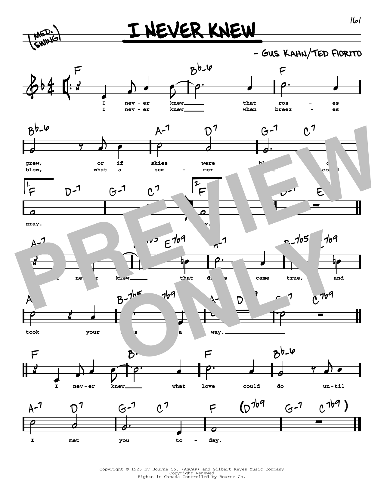 Gus Kahn and Ted Fiorito I Never Knew (High Voice) sheet music notes and chords arranged for Real Book – Melody, Lyrics & Chords