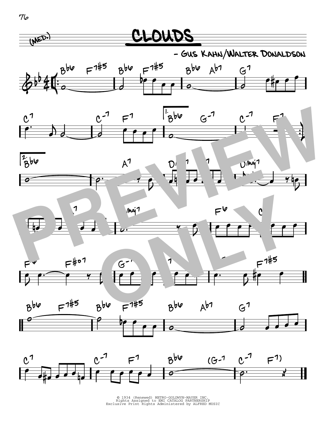 Gus Kahn Clouds sheet music notes and chords arranged for Real Book – Melody & Chords