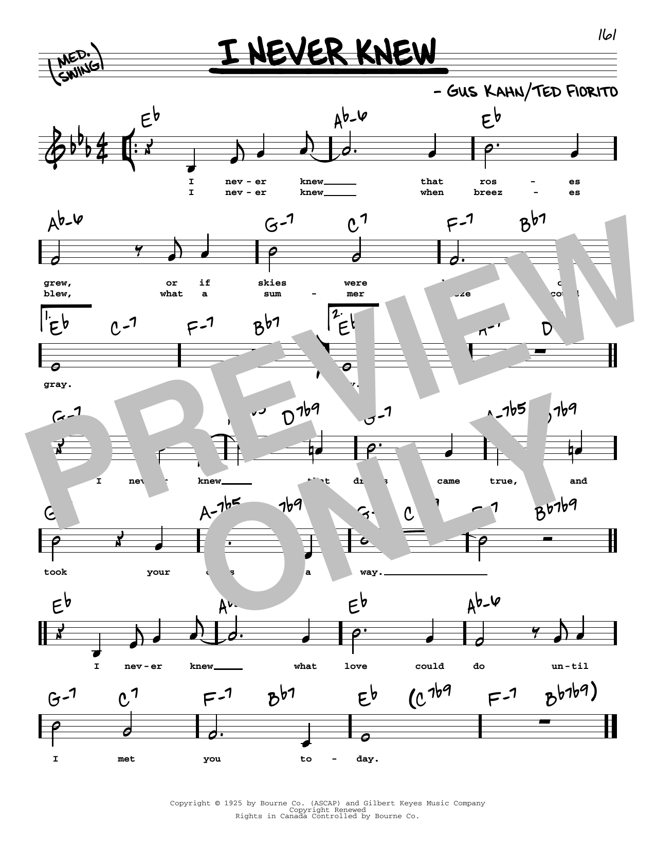 Gus Kahn I Never Knew (Low Voice) sheet music notes and chords arranged for Real Book – Melody, Lyrics & Chords