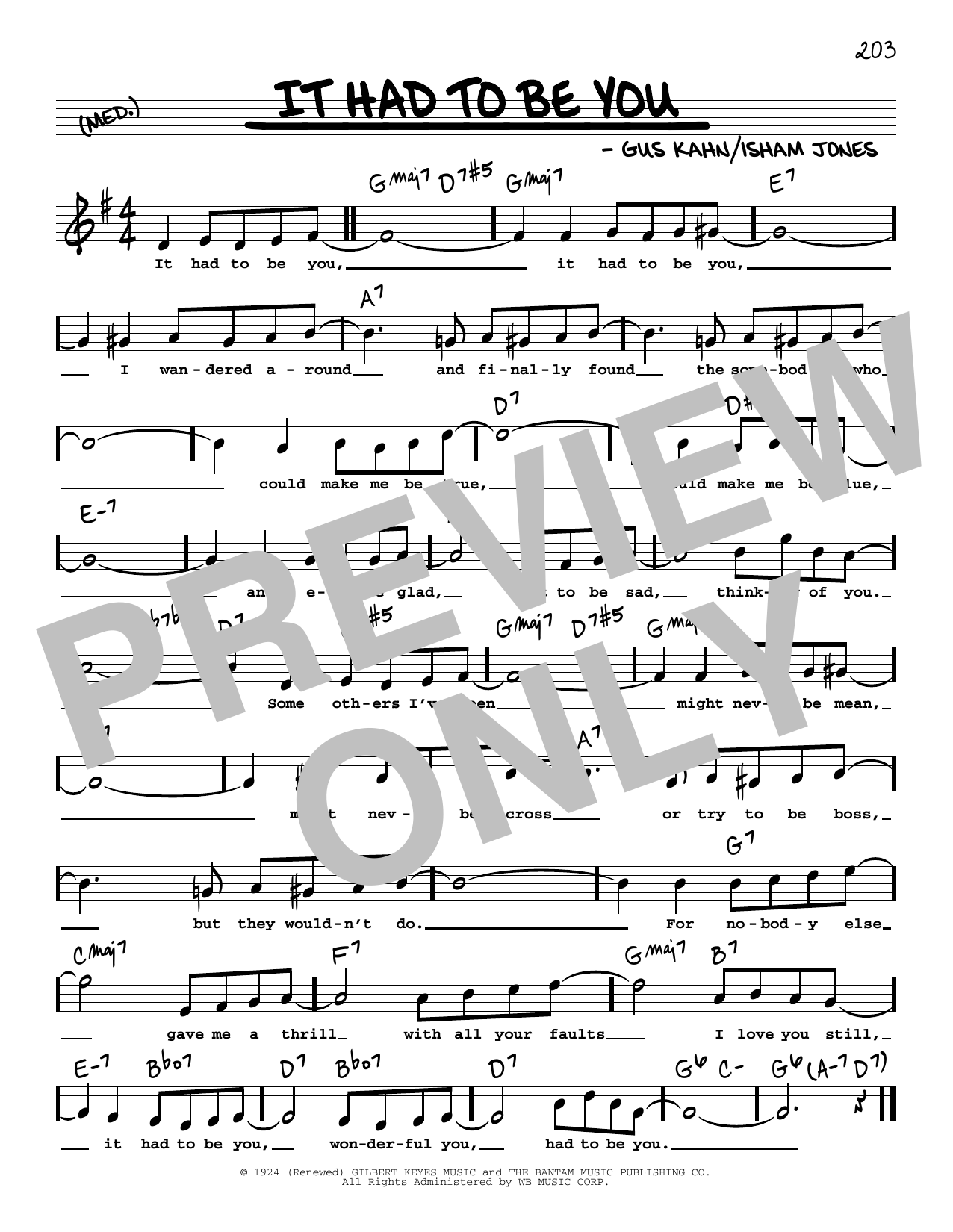 Gus Kahn It Had To Be You (High Voice) sheet music notes and chords arranged for Real Book – Melody, Lyrics & Chords