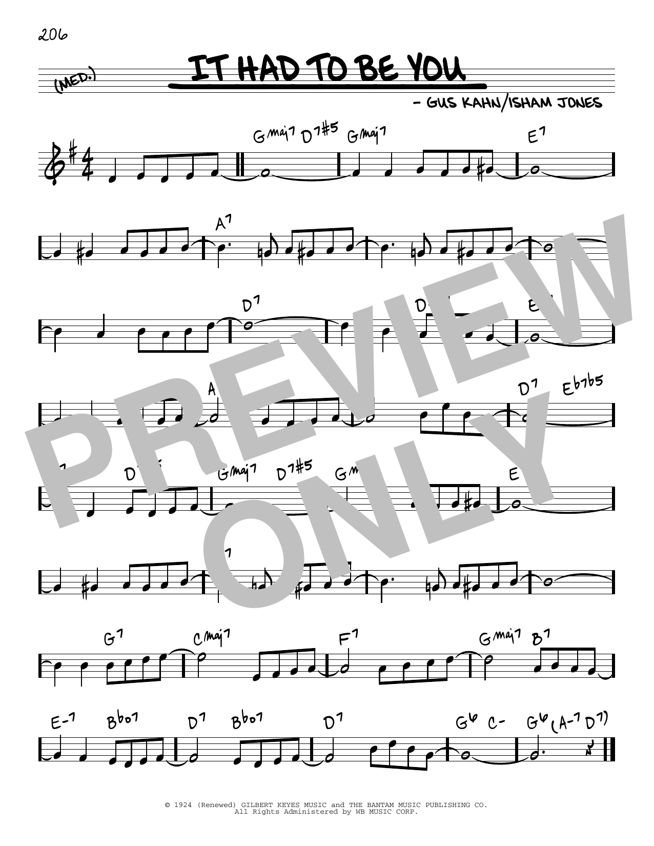 Gus Kahn It Had To Be You sheet music notes and chords arranged for Real Book – Melody & Chords