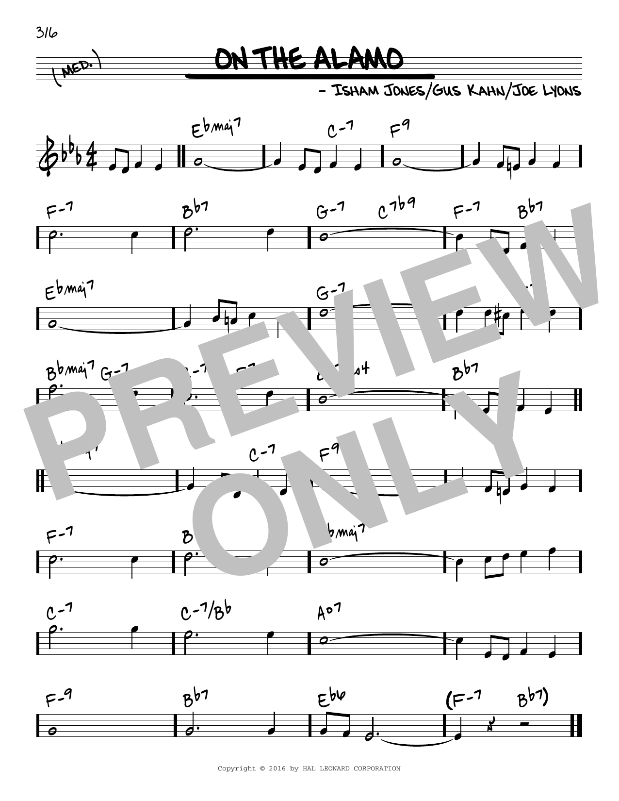 Gus Kahn On The Alamo sheet music notes and chords arranged for Real Book – Melody & Chords
